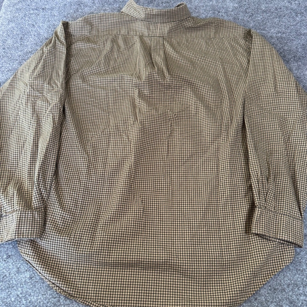 Ralph Lauren Button Down Shirt Mens XXL Gingham Plaid Cotton Classic Fit Brown - Picture 3 of 7